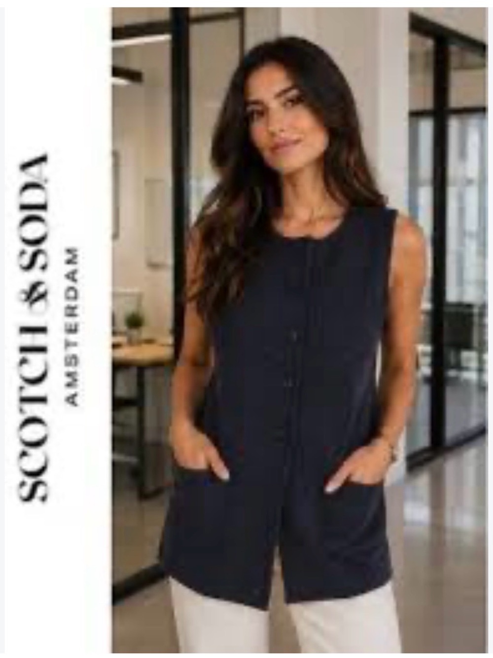 Scotch & Soda Longline Button-Front Sweater Vest